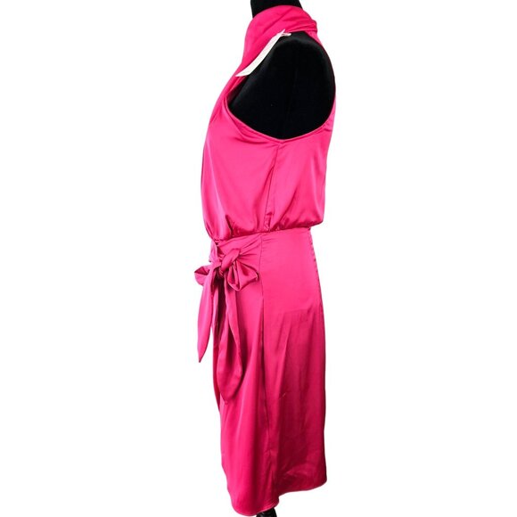 Zesica Womens Hot Pink Halter Neck Mini Dress Waist Tie Size Small Party Sexy - Picture 13 of 13